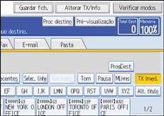 Ilustração do ecrã do painel de operação