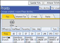 Ilustração do ecrã do painel de operação