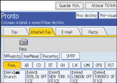 Ilustração do ecrã do painel de operação