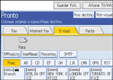 Ilustração do ecrã do painel de operação
