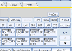 Ilustração do ecrã do painel de operação