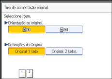 Ilustração do ecrã do painel de operação