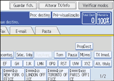 Ilustração do ecrã do painel de operação