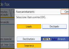 Ilustração do ecrã do painel de operação