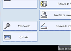 Imagem do ecrã do painel de operação