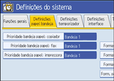 Imagem do ecrã do painel de operação