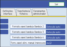 Imagem do ecrã do painel de operação