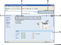 ilustração do ecrã Web browser com numeração