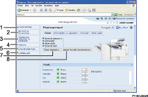ilustração do ecrã Web browser com numeração
