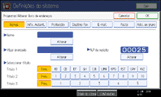 Ilustração do ecrã do painel de operação