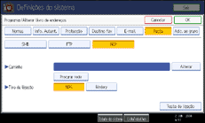 Ilustração do ecrã do painel de operação