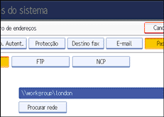 Ilustração do ecrã do painel de operação