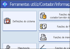 Imagem do ecrã do painel de operações
