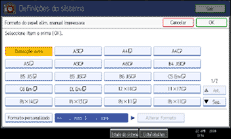 Imagem do ecrã do painel de operações