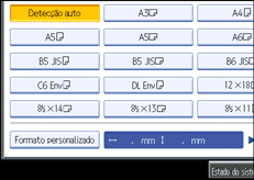 Imagem do ecrã do painel de operações