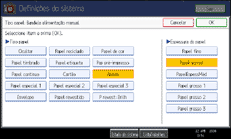 Imagem do ecrã do painel de operações