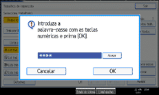 Imagem do ecrã do painel de operações