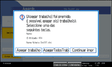 Imagem do ecrã do painel de operações