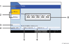 Imagem numerada da imagem do ecrã do painel de operações