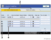 Imagem numerada da imagem do ecrã do painel de operações