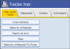 Imagem do ecrã do painel de operações