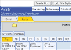 Ilustração do ecrã do painel de operação