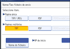 Ilustração do ecrã do painel de operação