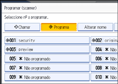Ilustração do ecrã do painel de operação
