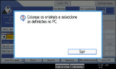 Ilustração do ecrã do painel de operação