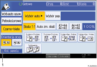 Ilustracja ekranu panela operacyjnego - wywołane funkcje z numeracją