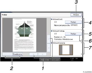 Ilustracja ekranu panela operacyjnego - wywołane funkcje z numeracją