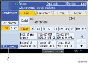 Ilustracja ekranu panela operacyjnego z numeracją