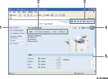 Ilustracja ekranu przeglądarki internetowej — ilustracja z numerowanymi odnośnikami