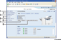 Ilustracja ekranu przeglądarki internetowej — ilustracja z numerowanymi odnośnikami