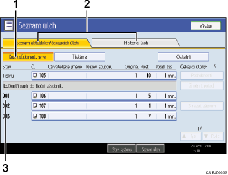 Ilustrace obrazovky ovl&aacute;dac&iacute;ho panelu �&iacute;slovan&yacute; popis obr&aacute;zku