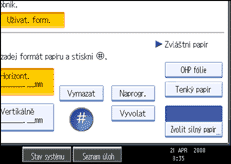 Ilustrace displeje ovl&aacute;dac&iacute;ho panelu