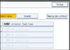 Obrázek obrazovky ovládacího panelu
