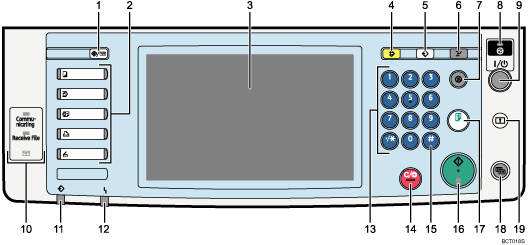 Control panel illustration numbered callout illustration