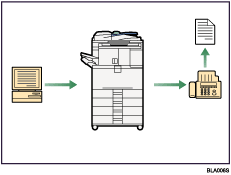 Illustration of paperless fax transmission