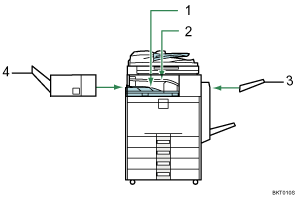 Illustration of output tray numbered callout illustration