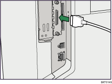 Illustration du raccordement du câble d&apos;interface IEEE 1284