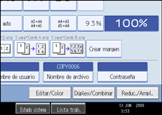 Ilustraci&oacute;n de la pantalla del panel de operaciones