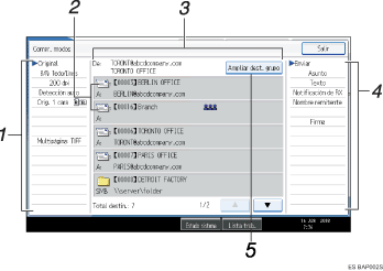 Ilustraci&oacute;n de leyenda numerada de la pantalla del panel de operaciones