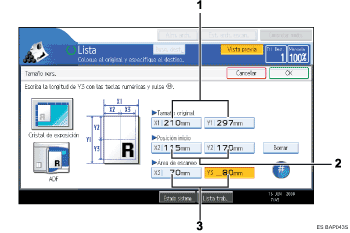 Ilustraci&oacute;n de leyenda numerada de la pantalla del panel de operaciones