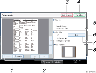Bild p&aring; anv&auml;ndarpanelens sk&auml;rm (numrerade detaljer) 