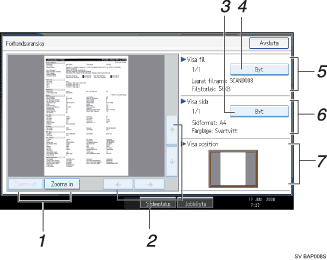 Bild p&aring; anv&auml;ndarpanelens sk&auml;rm (numrerade detaljer) 