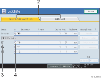 Illustrasjon av skjermpanelet med nummererte bildetekster.
