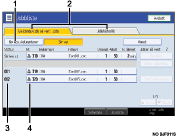 Illustrasjon av skjermpanelet med nummererte forklaringer.