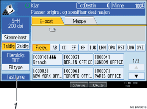 Nummerert illustrasjon av betjeningspanel
