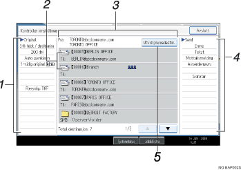 Nummerert illustrasjon av betjeningspanel